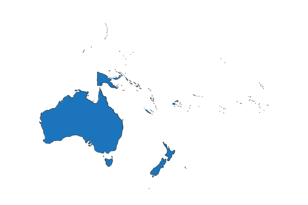 Slepá mapa Austrálie a oceánie